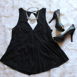 American Eagle babydoll black top w/ keyhole back